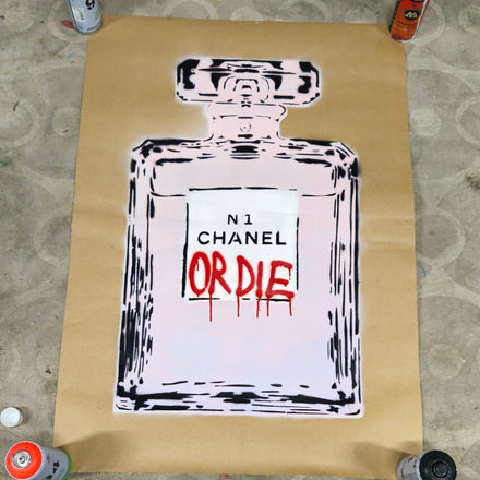 Chanel or Die - Stencil bottle on kraft paper #2