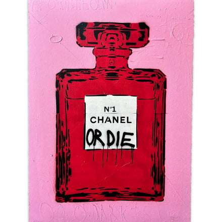 CHANEL OR DIE PRINT - RED ON PINK.
